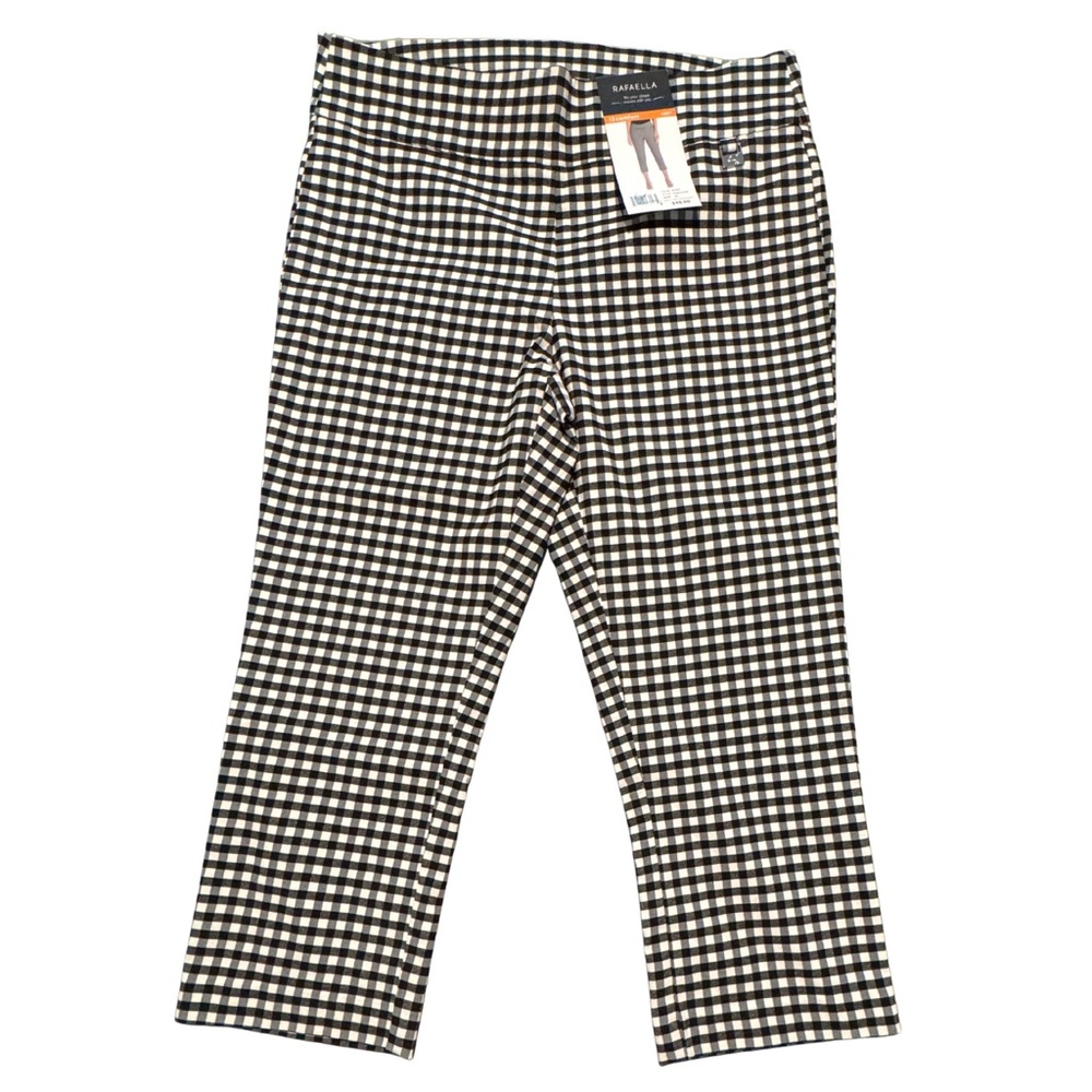Rafaella Black & White Gingham Capri Pants Size 12 Comfort Fit
